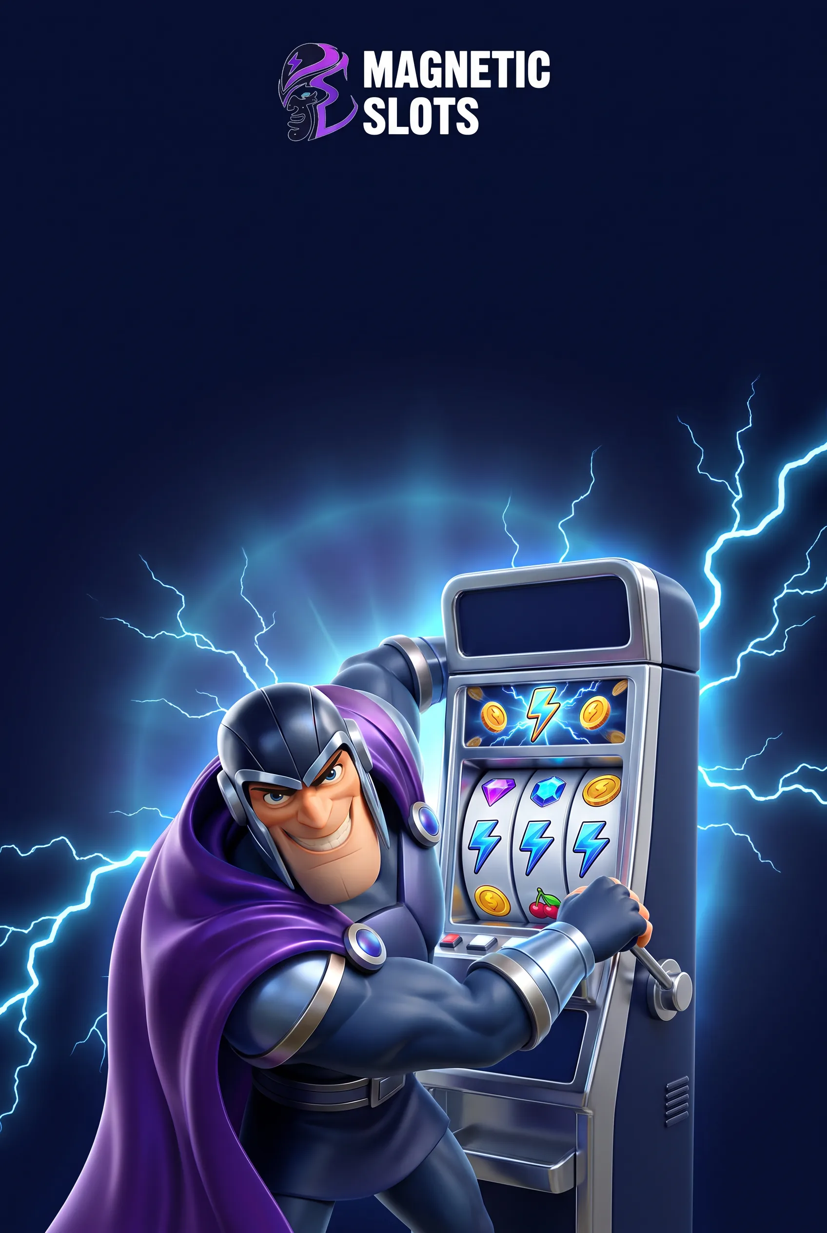 Magnetic Slots-mascotte bij een speelautomaat
